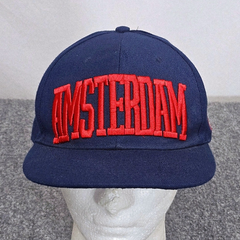Fox Amsterdam Snapback Hat Mens OSFA Navy Blue Red 3D Embroidery Souvenir Cap